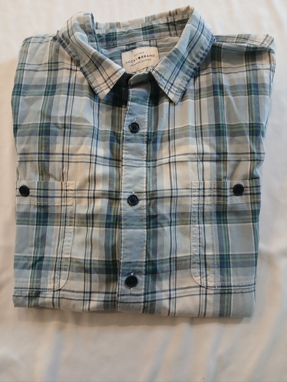 Lucky Brand Men's Short Sleeve Plaid Shirt | Size XL